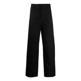 Off-white Mens Off-White FW22 Solid Color Stripe Printing Straight Casual Pants/Trousers Loose Fit Black OMCA207C99FAB0011001