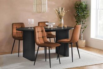 Birlea Axel Oval Fluted Dining Set Table With 4 Chairs