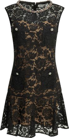 Self Portrait Kurzes Kleid mit Selbstportr&auml;t-Stickerei