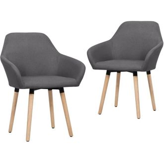 vidaXL Sillas De Comedor 2 Unidades Tela Gris Oscuro Vidaxl