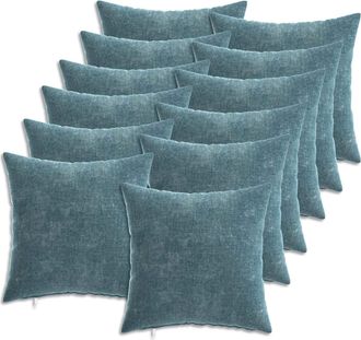 vidaXL Funda De Almohada 12 Uds. Heerlen Azul 40 X 40 Cm Tela Chenille Vidaxl