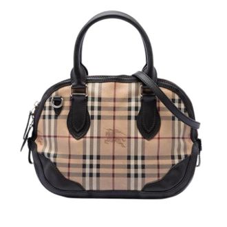 Burberry Pre-owned Haymarket Satchel - Dames - Vintage Handtas - Beige - ONE Size - Leer - Vintage