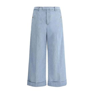 Valentino Wide Jeans, male, Blue, Size: M Modern Wide Leg Denim Pants