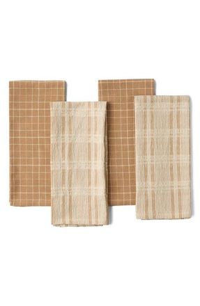 Coyuchi Clarendon Set of 4 Organic Cotton Kitchen Towels in Ginger at Nordstrom