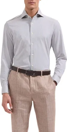 Bugatchi Devon OoohCotton Geo Print Button-Up Shirt in Sand at Nordstrom, Size Xxx-Large