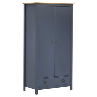 Berkfield Home 2-Door Wardrobe Hill Grey 89x50x170 cm Solid Pine Wood | Size: 89 x 50 x 170 cm