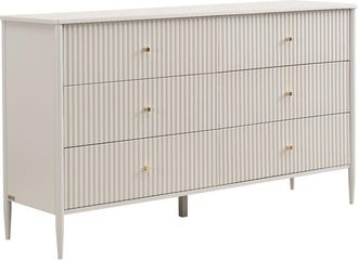 Vente-Unique Com&ograve; 6 cassetti - MDF - Beige e dorato - CALITARO