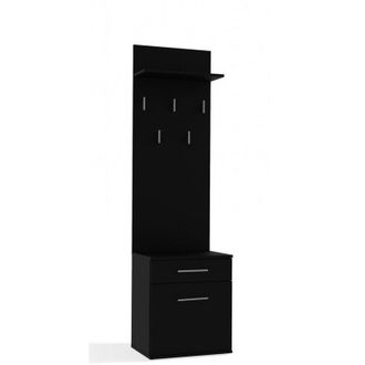 Topeshop Appendiabiti + scarpiera duo nero 180x50x35 cm corridoio per casa per ufficio