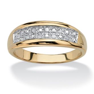 Palm Beach Jewelry Mens 1/8 Cttw. Pave 18k Gold-Plated Diamond Wedding Band