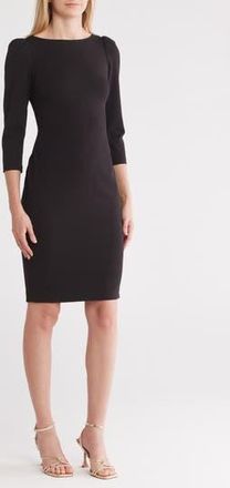 Calvin Klein Three-Quarter Sleeve Scuba Crepe Sheath Dress in Black at Nordstrom Rack, Size 14