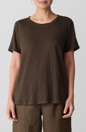 Eileen Fisher Organic Linen Crewneck T-Shirt in Brnch at Nordstrom Rack, Size Xx-Small