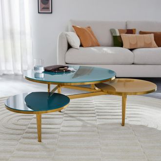 La Redoute Interieurs Salontafel met 3 tafelbladen in gehard glas Ruben