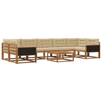 vidaXL Conjunto De Sof&aacute;s De Exterior Con Coj&iacute;n 8 Pcs Natural Y Beige Vidaxl
