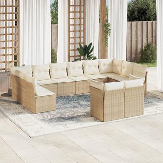 vidaXL Set De Sof&aacute;s De Jard&iacute;n 12 Pzas Y Cojines Rat&aacute;n Sint&eacute;tico Marr&oacute;n Vidaxl
