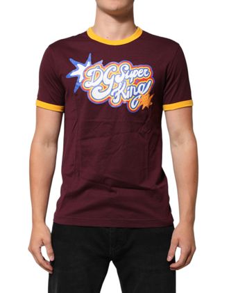 Dolce & Gabbana Mens Burgundy Cotton Dg Super King Logo T-Shirt