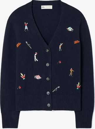 Tory Burch Womens Embroidered Golf Cardigan, size XS