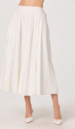 ASTR the Label Sidra Pleated Cotton Midi Skirt in White at Nordstrom, Size Medium
