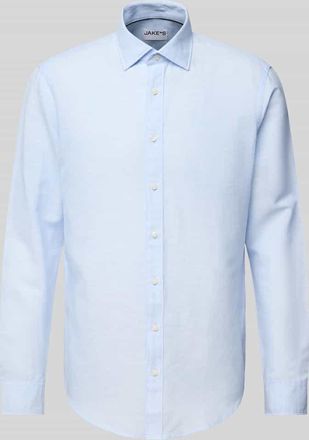 Jake*s Slim Fit Freizeithemd aus Leinen-Baumwoll-Mix in Hellblau, Größe XXL