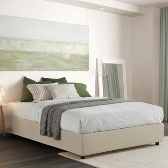 Talamo Italia Talamo Italia - Cama Matrimonial Dana, Cama Contenedor Con Revestimiento De Tela, 100% Made In Italy, Apertura Frontal, Con Colch&oacute;n 160x190 Cm Incluid
