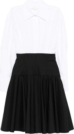 Genny Black White Shirt Collar A-Line Dress