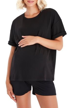 Accouch&eacute;e Anytime Anywhere Side Zip Maternity/Nursing T-Shirt in Black at Nordstrom, Size Small/medium