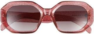 Kurt Geiger Geometric Sunglasses in Pink Crystal Glitter at Nordstrom Rack