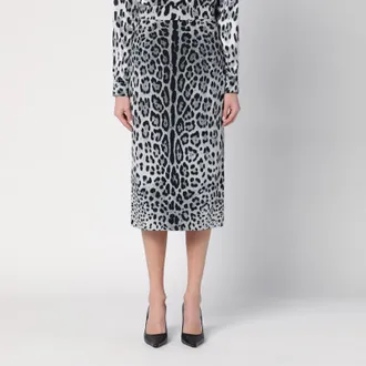 Dolce & Gabbana Leopard print silk pencil skirt