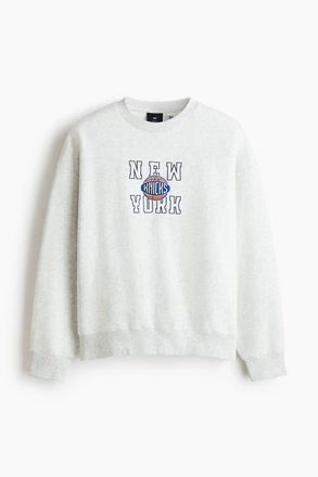 H&M Oversized printed sweatshirt in Light Gray Melange/nba at Nordstrom, Size Small