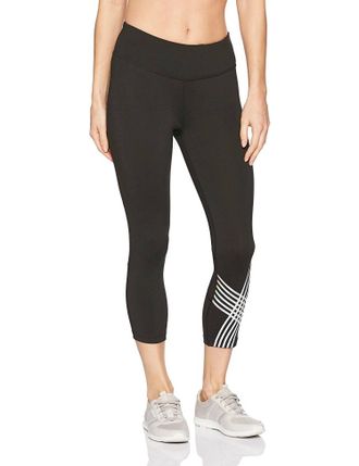 Calvin Klein Womens Placed Linear Graphic Crop Tights In Iridescent Combo