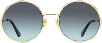 Chlo&eacute; CH0184S Scallop Rim Round Sunglasses - Gold