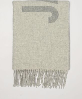 Jacquemus Sciarpa in cotone con logo jacquard a contrasto e bordi sfrangiati