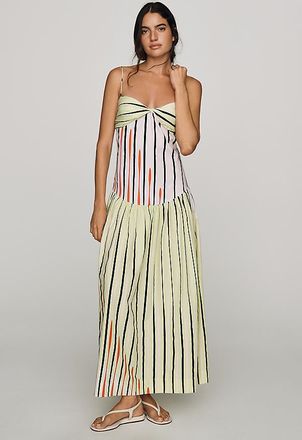 S/W/F Strapless Drop Waist Maxi Dress