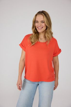 Lieblingsst&uuml;ck Rundhalsshirt LIEBLINGSST&Uuml;CK CamilaEp, Damen, Gr. 4XL (48), rot (bright rot), Jersey, Obermaterial: 100% Baumwolle, clean, unifarben, regular fit tail