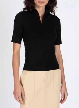 ATM Anthony Thomas Melillo Womens Pima Cotton Zip Front Top In Black