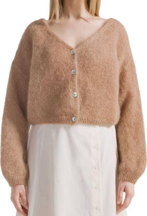 Americandreams Cornelia Cropped Cardigan In Medium Brown