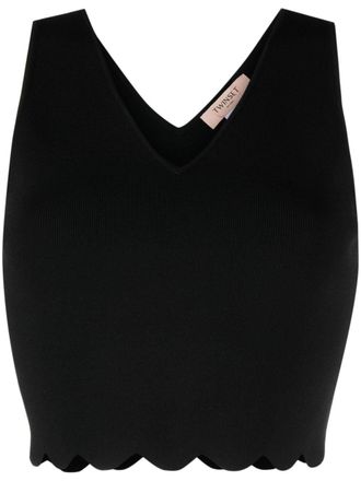 Twin-Set Top crop smanicato con scollo a V - Nero