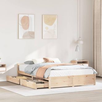 Berkfield Home Bed Frame without Mattress 140x190 cm Solid Wood Pine in Brown