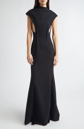 Jil Sander Double Face Crepe Trumpet Gown in Black at Nordstrom, Size 12 Us