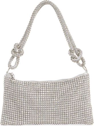 Jessica McClintock Dolly Oversize Rhinestone Mesh Shoulder Bag in Silver at Nordstrom Rack