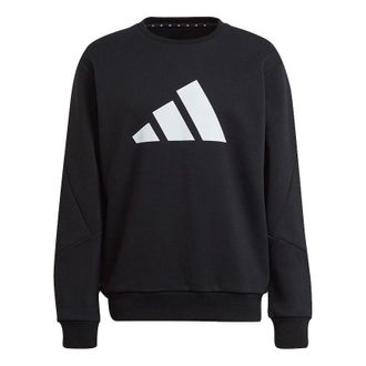 adidas Mens adidas Fi Wtr Crew Large Logo Printing Sports Round Neck Pullover Black H46507