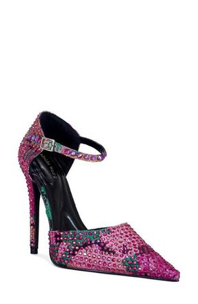 Azalea Wang Daiyya Ankle Strap Pointed Toe Pump in Pink Multi at Nordstrom, Size 6.5