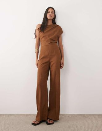 Mango Tuta jumpsuit asimmetrica marrone