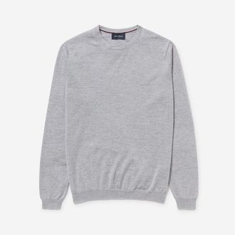 Oliver Sweeney Mens Merino Wool Crew Neck Jumper - Grey - Size X-Large