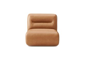 Castlery Tovi Leather Armless Couch, Mocha for Brown