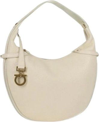 Ferragamo Pre-owned Shoulder Bags, female, Beige, Size: ONE SIZE Pre-owned Leather Shoulder Bag