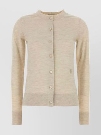 Burberry sand wool cardigan with ribbed cuffs and hem