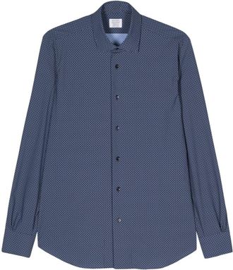 Mazzarelli geometric-print shirt - men - Spandex/Elastane/Polyamide - 40 - Blue