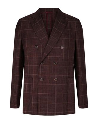 Brioni Plaid Double-Breasted Wool, Silk & Linen Blazer