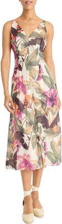 Maggy London Floral Sleeveless A-Line Midi Dress in Atlas Ivory/Berry at Nordstrom Rack, Size 18 (Similar To 16W)