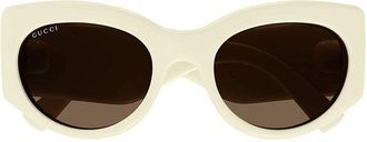 Gucci GG1544S004 Oval Full Rim Sunglasses - Ivory